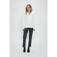 MA GRIFFE - Blusa Manga Larga Crudo Mujer Magriffe