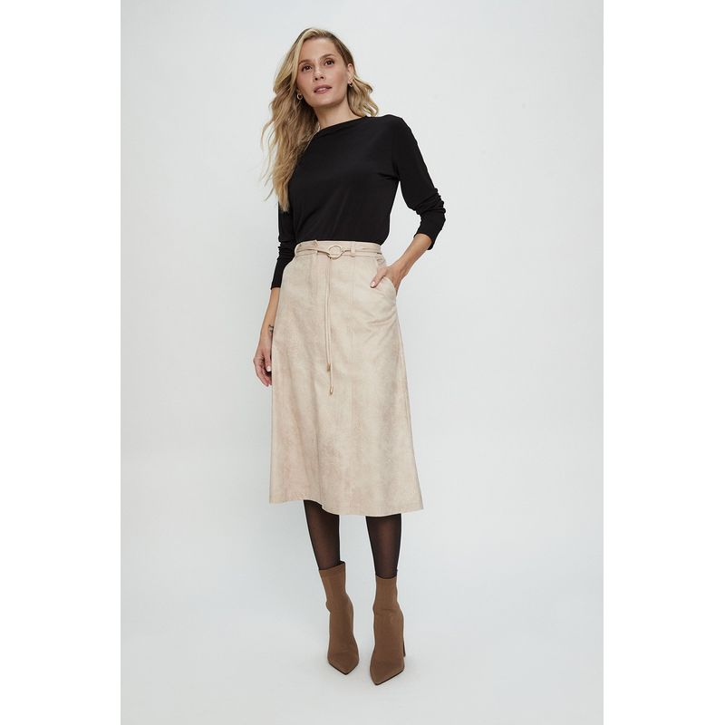 MA GRIFFE - Falda Larga Beige Mujer Magriffe