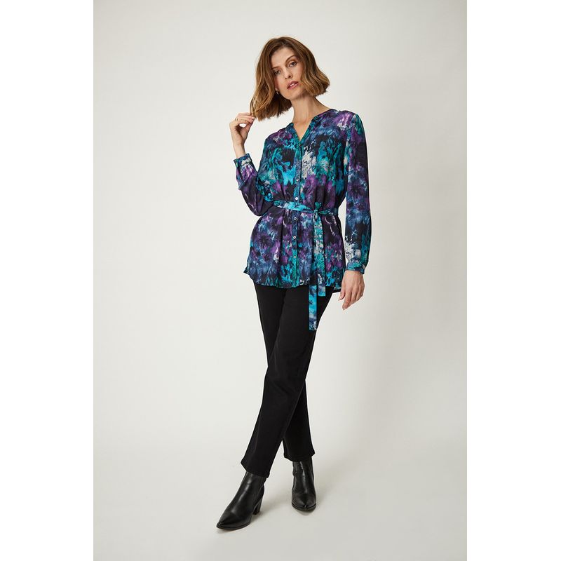 MA GRIFFE - Blusa Manga Larga Azulino Mujer Magriffe