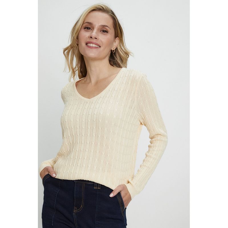 MA GRIFFE - Sweater Liso Blanco Magriffe