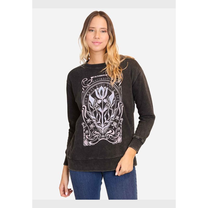 MAUI AND SONS - Poleron Cuello Redondo The Real Ride Crewneck  Mujer Maui And Sons