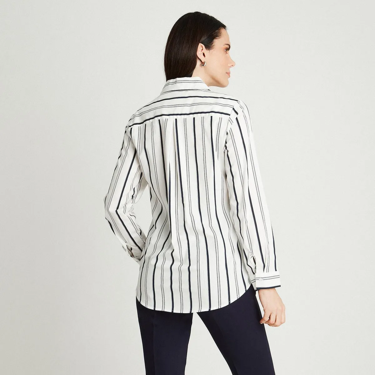 LORENZO DI PONTTI - Blusa Blanca Rayada Camisera