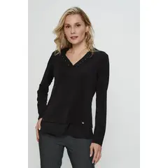 MA GRIFFE - Polera Lisa Negro Magriffe