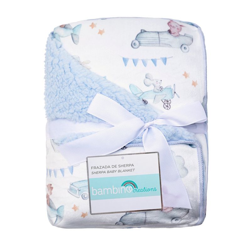 BAMBINO - Frazada De Sherpa Blanco Aviones Niño