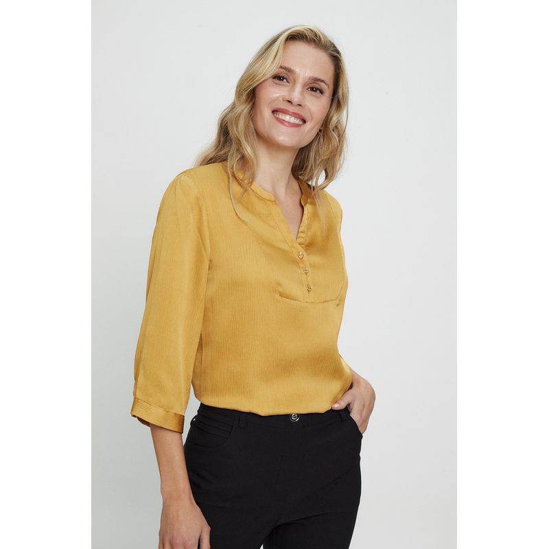 MA GRIFFE - Blusa Lisa Mostaza Magriffe