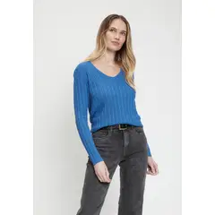 MA GRIFFE - Sweater Liso Azul Magriffe