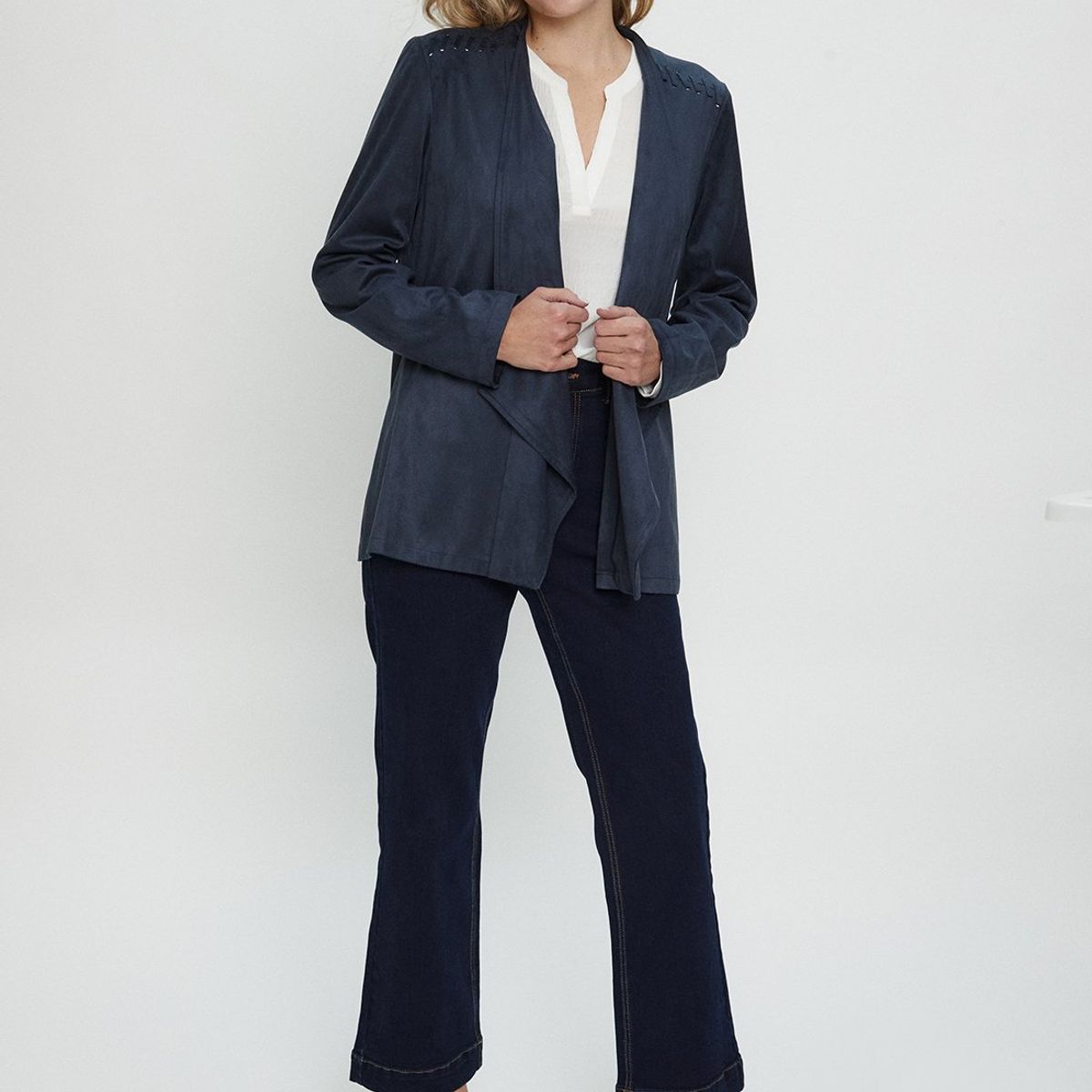 MA GRIFFE - Tapado Abierto Azul Marino Mujer Magriffe