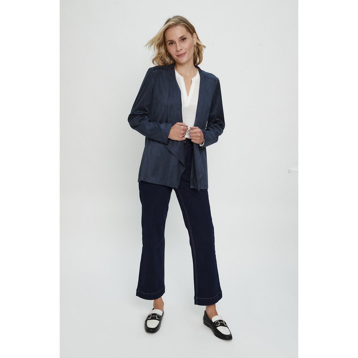 MA GRIFFE - Tapado Abierto Azul Marino Mujer Magriffe