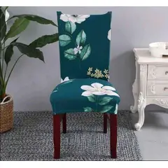 GENERICO - FUNDA ELASTICADA PARA SILLA CON DISEÑO ROSA VERDE SET DE 4 WYM