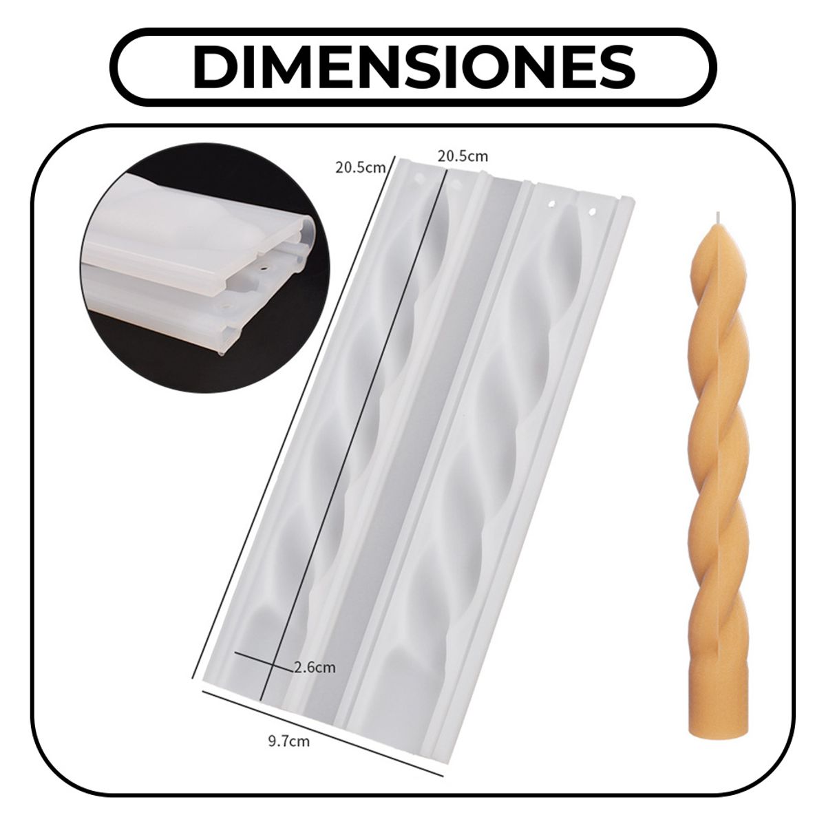 GENERICO - Molde De Silicona Para Vela Larga Con Forma Espiral 3d
