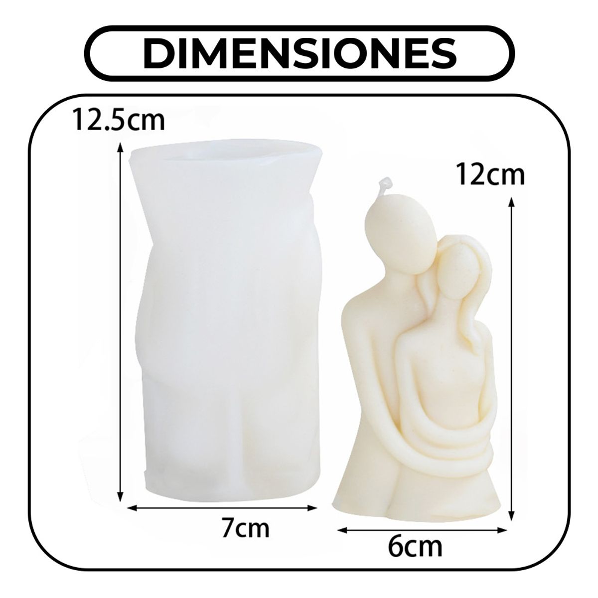 GENERICO - Molde De Silicona Para Velas Y Jabones Pareja Abrazada 3d