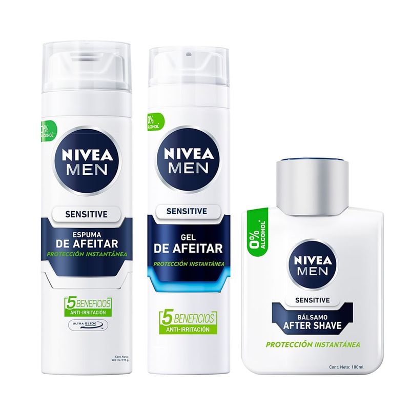 NIVEA - Pack Gel y Esmupa Afeitado+Balsamo After Shave Nivea Men