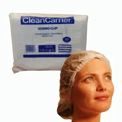 CLEANCARRIER - Cofias Desechables Gorro Clip Blancas 100 Un