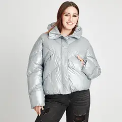 ACUARELA - Parka Con Gorro Metalizada Celeste