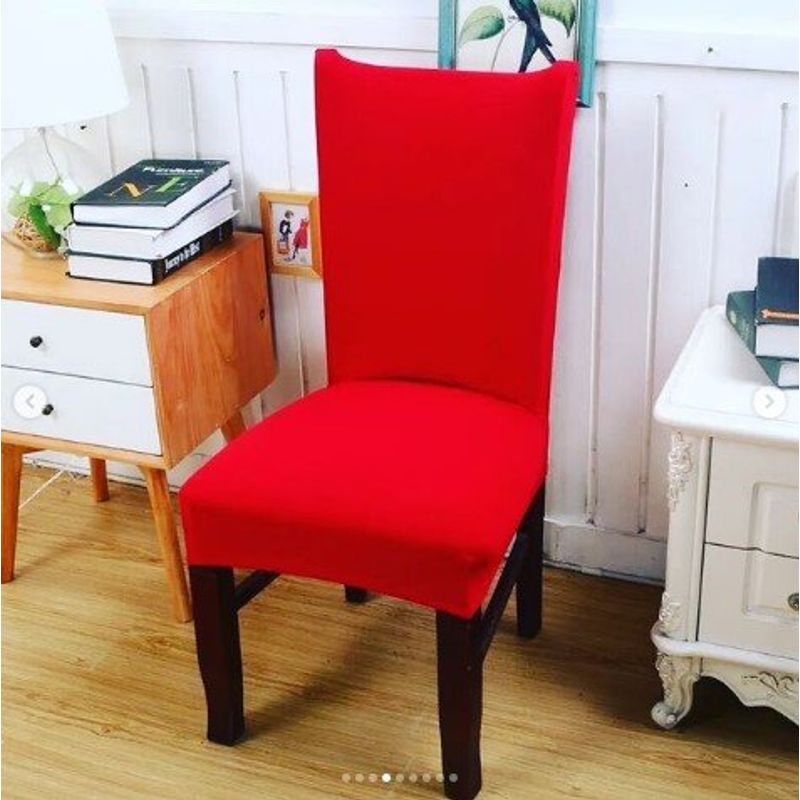 GENERICO - FUNDA ELASTICADA PARA SILLA UNICOLOR ROJO SET DE 6 WYM