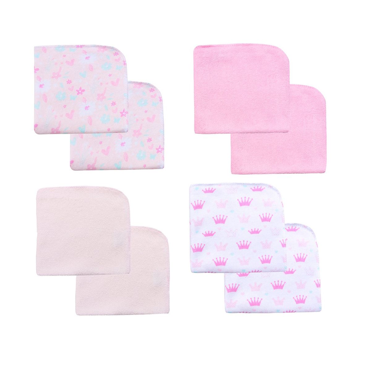 BAMBINO - Set 8 Toallitas De Limpieza Rosado Flores Niña