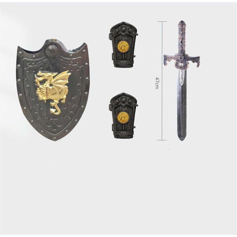 GENERICO - Kit de espada escudo y brazalete de caballero medieval