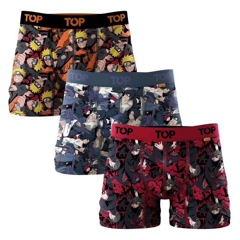 TOP - Bóxer Medio Algodón Naruto Shippuden Pack 3 C1 Top