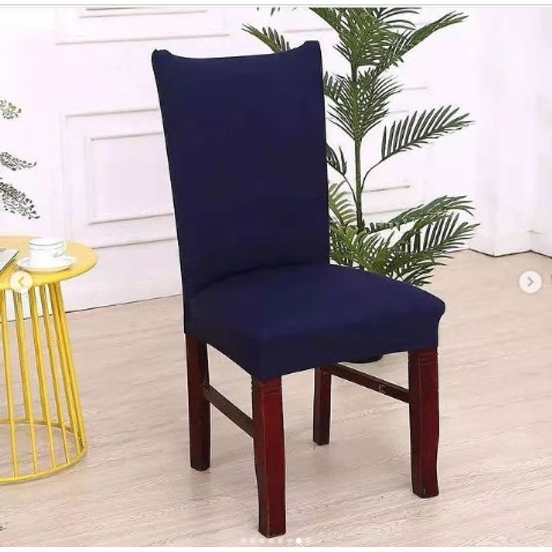 GENERICO - FUNDA ELASTICADA PARA SILLA UNICOLOR AZUL MARINO SET DE 6 WYM