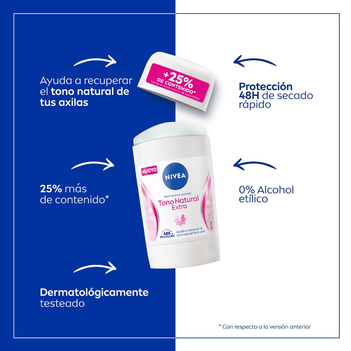 NIVEA - NIVEA Antitranspirante Aclarante Tono Natural 54g