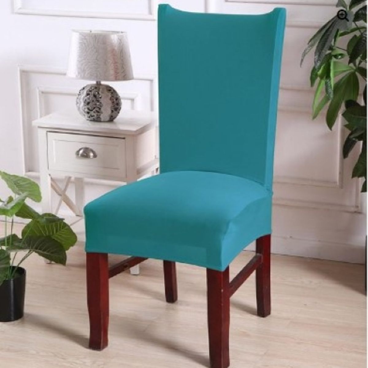GENERICO - FUNDA ELASTICADA PARA SILLA UNICOLOR CELESTE SET DE 6 WYM