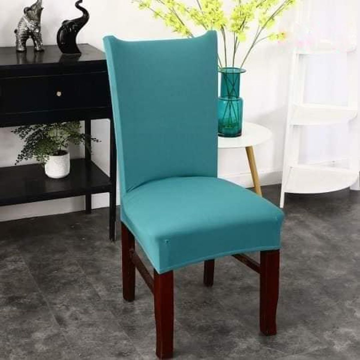 GENERICO - FUNDA ELASTICADA PARA SILLA UNICOLOR CELESTE SET DE 6 WYM