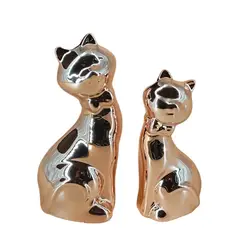 GENERICO - Adorno Decorativo De Cerámica Diseño Pareja De Gatos Rosa Claro