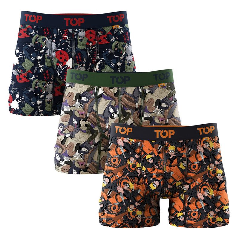 TOP - Bóxer Medio Algodón Naruto Shippuden Pack 3 C2 Top