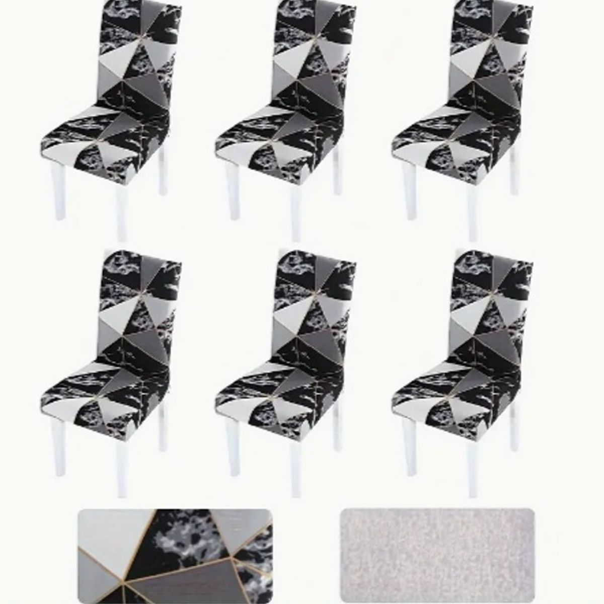 GENERICO - FUNDA ELASTICADA PARA SILLA CON DISEÑO ABSTRACTO SET DE 6 WYM