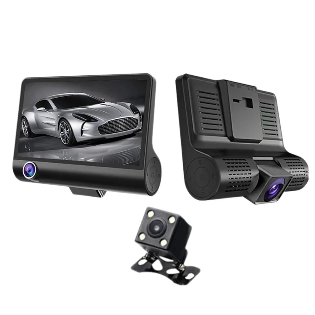 GENERICO - Cámara DVR LCD de 4" con 3 Cámaras Frontal Trasera e Interna