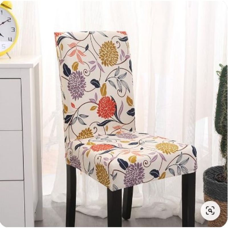 GENERICO - FUNDA ELASTICADA PARA SILLA CON DISEÑO FLORES MULTICOLOR SET DE 6 WYM