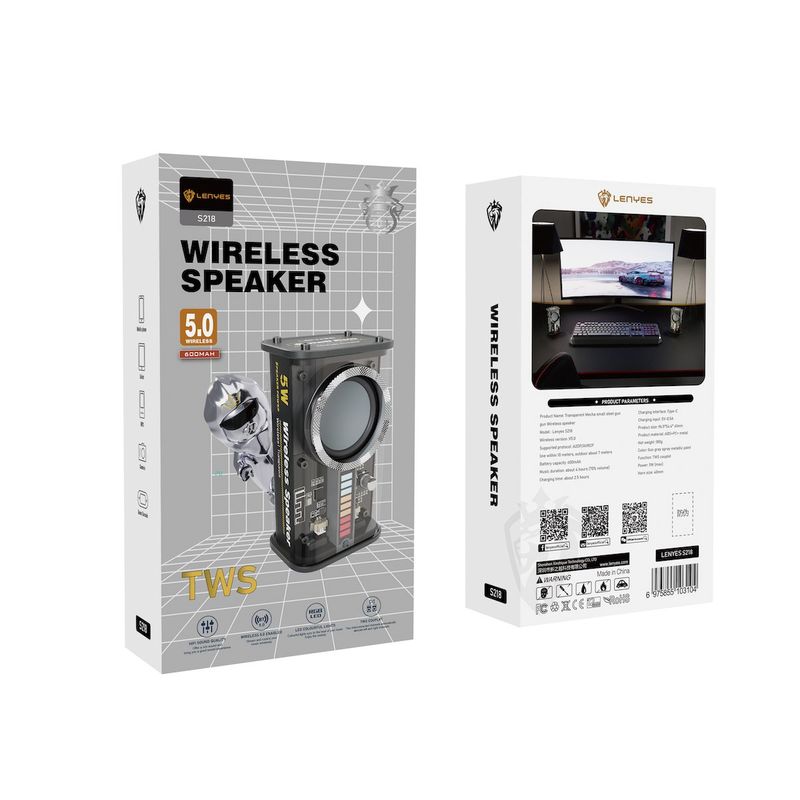 LENYES - Parlante portátil Lenyes 5w Bluetooth 5.0 - S218
