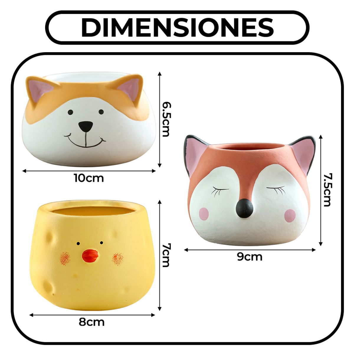 GENERICO - Maceteros Suculentas Animal Forma Zorro