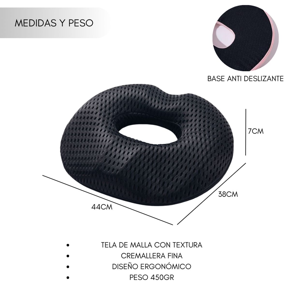 GENERICO - Cojin Picarón Ortopédico Antiescaras Lavable Funda Removible