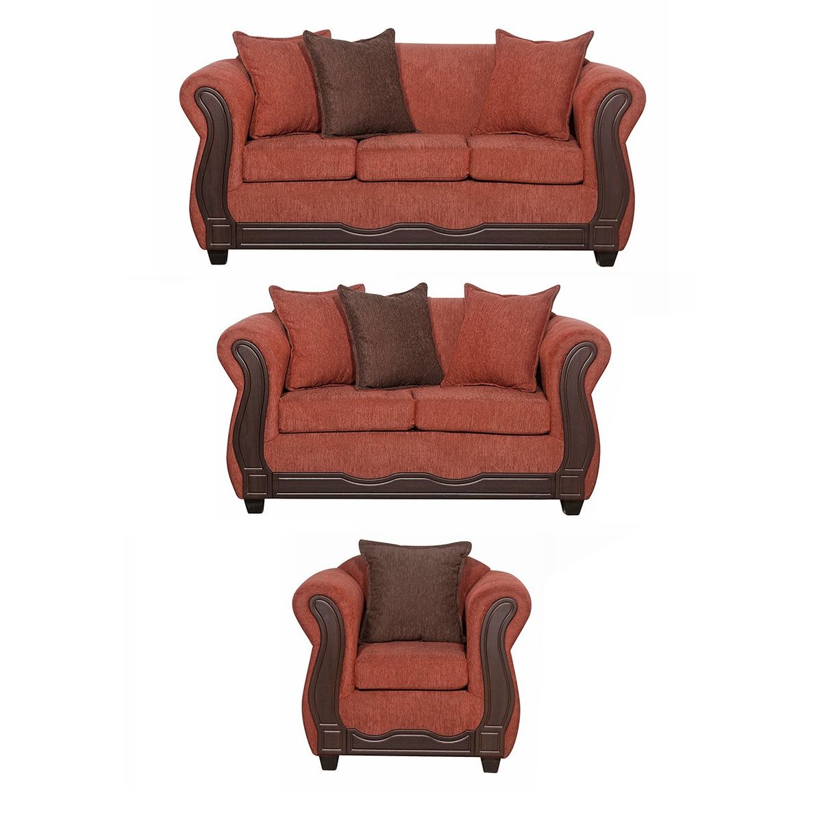 GENERICO - Juego de Living 3 2 1 Barcelona Terracota