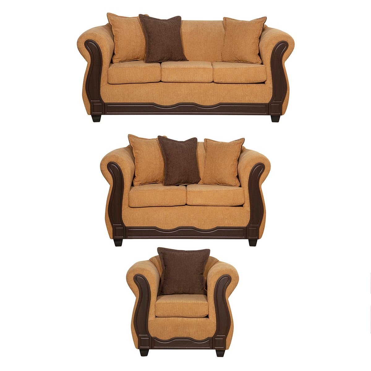 BLACK FACTORY - Juego de Living 3 2 1 Barcelona Oro.