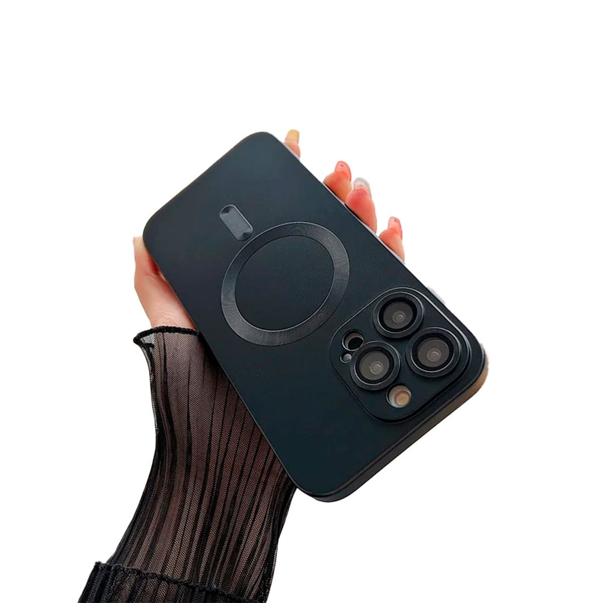 GENERICO - Carcasa Metalizada Para iPhone 13 y 14 Magnetica Negra