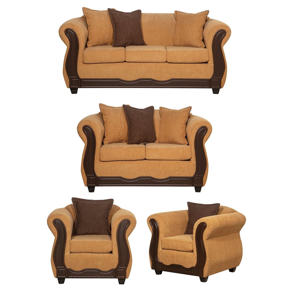 BLACK FACTORY - Juego de Living 3 2 1 1 Barcelona Oro