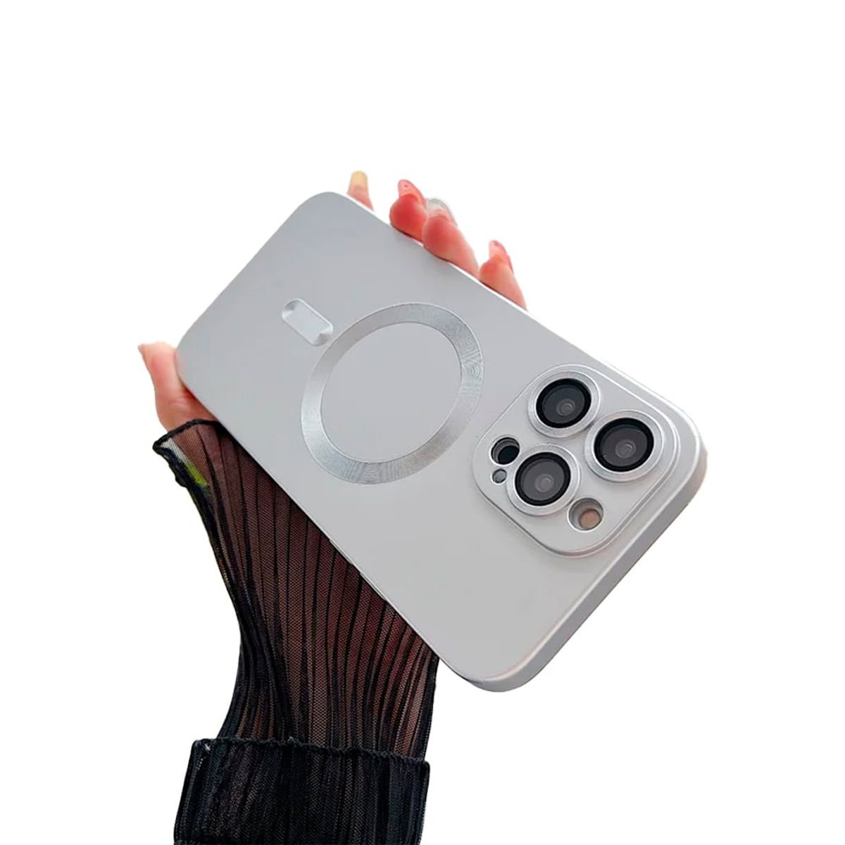 GENERICO - Carcasa Metalizada Para iPhone 13 y 14 Magnetica Plata