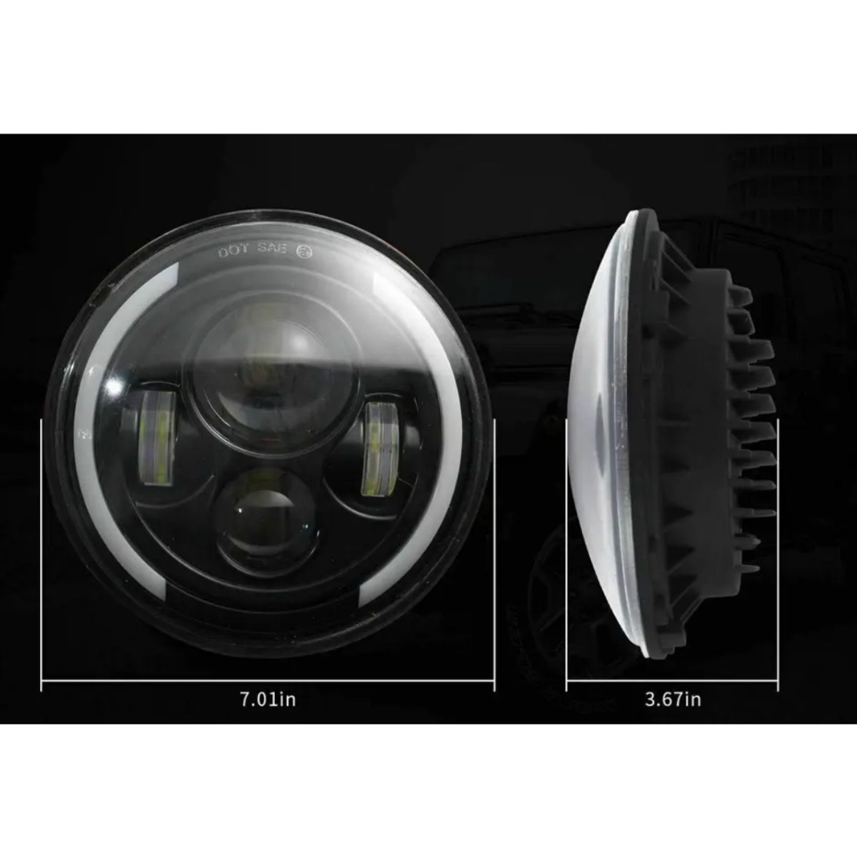 GENERICO - Foco Faro REDONDO Luz Neblinero Led 7 Pulgadas JEEP (par)
