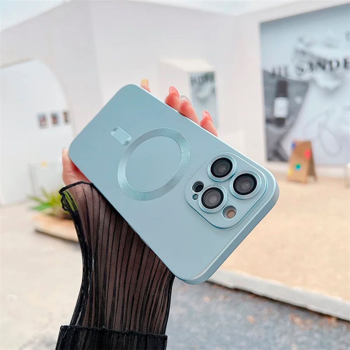 GENERICO - Carcasa Metalizada Para iPhone 15 Magnetica Celeste