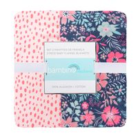 Set 2 Mantita Franela Fucsia Jirafas Niña