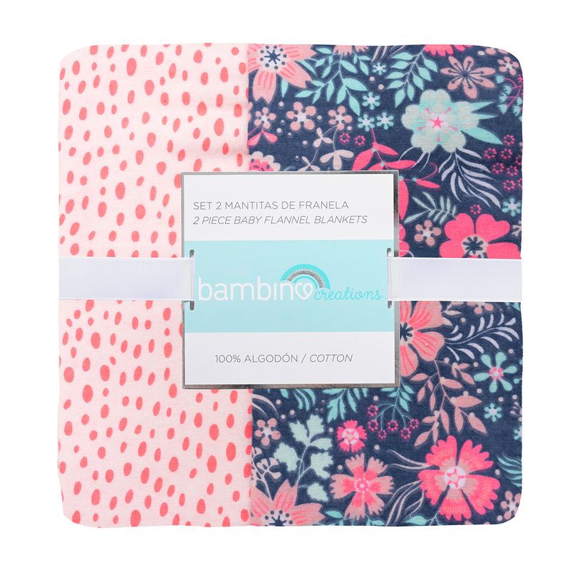 BAMBINO - Set 2 Mantita Franela Fucsia Jirafas Niña