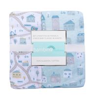 Set 2 Mantita Franela Celeste Ciudad Niño