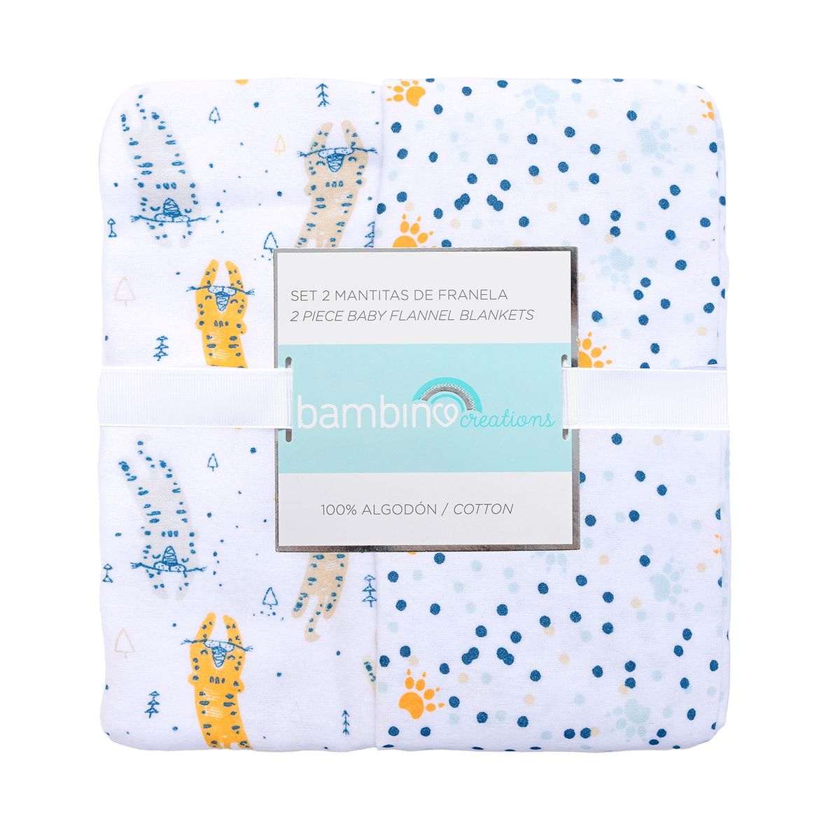 BAMBINO - Set 2 Mantita Franela Blanco Tigre Niño