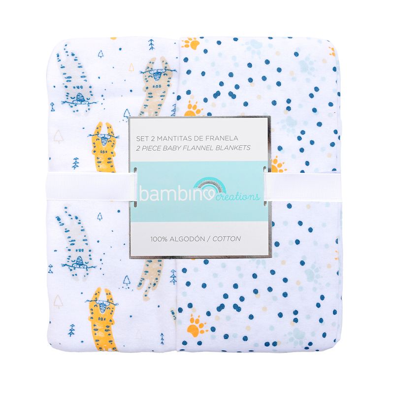 BAMBINO - Set 2 Mantita Franela Blanco Tigre Niño