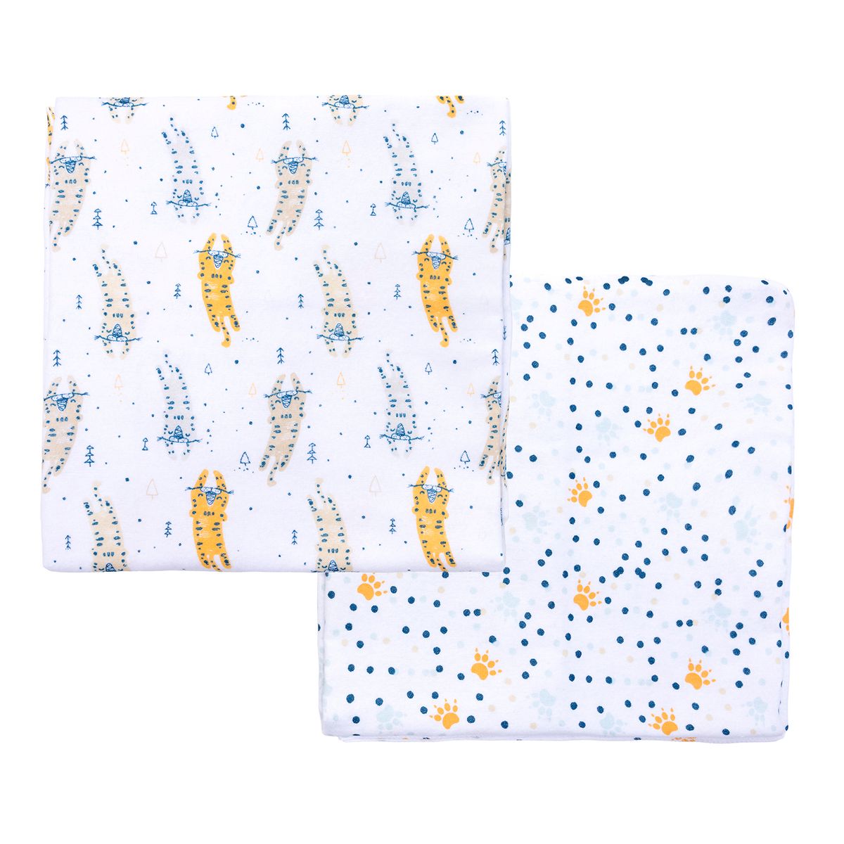 BAMBINO - Set 2 Mantita Franela Blanco Tigre Niño