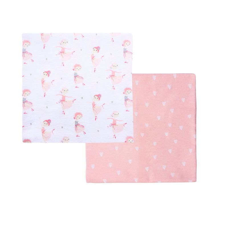 BAMBINO - Set 2 Mantita Franela Rosado Bailarinas Niña