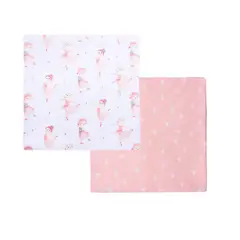 BAMBINO - Set 2 Mantita Franela Rosado Bailarinas Niña
