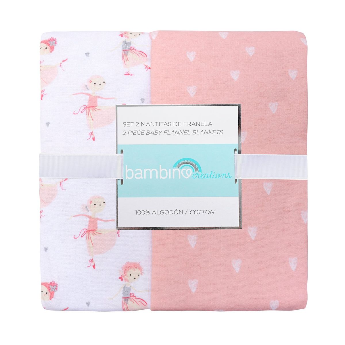 BAMBINO - Set 2 Mantita Franela Rosado Bailarinas Niña